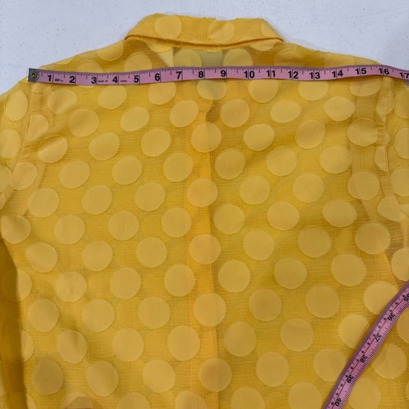 Alfred Dunner Blouse Sheer Circles 3/4 Sleeve Butter Yellow Women’s Size 12P - Picture 8 of 11